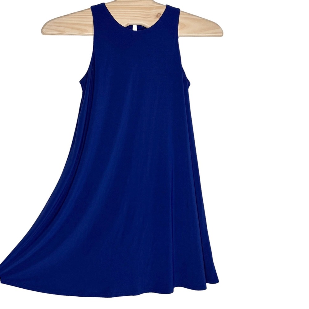 Lauren Ralph Lauren Dress 8 Blue Sleeveless Keyhole Back Shift A-Line
